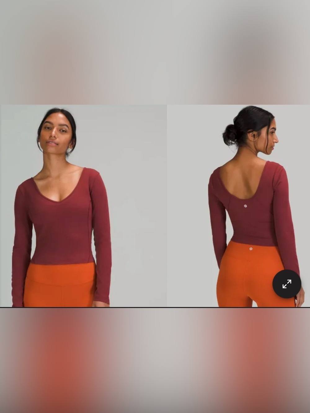 lululemon align Long-Sleeve Scoop Back Top long crop in Burgundy